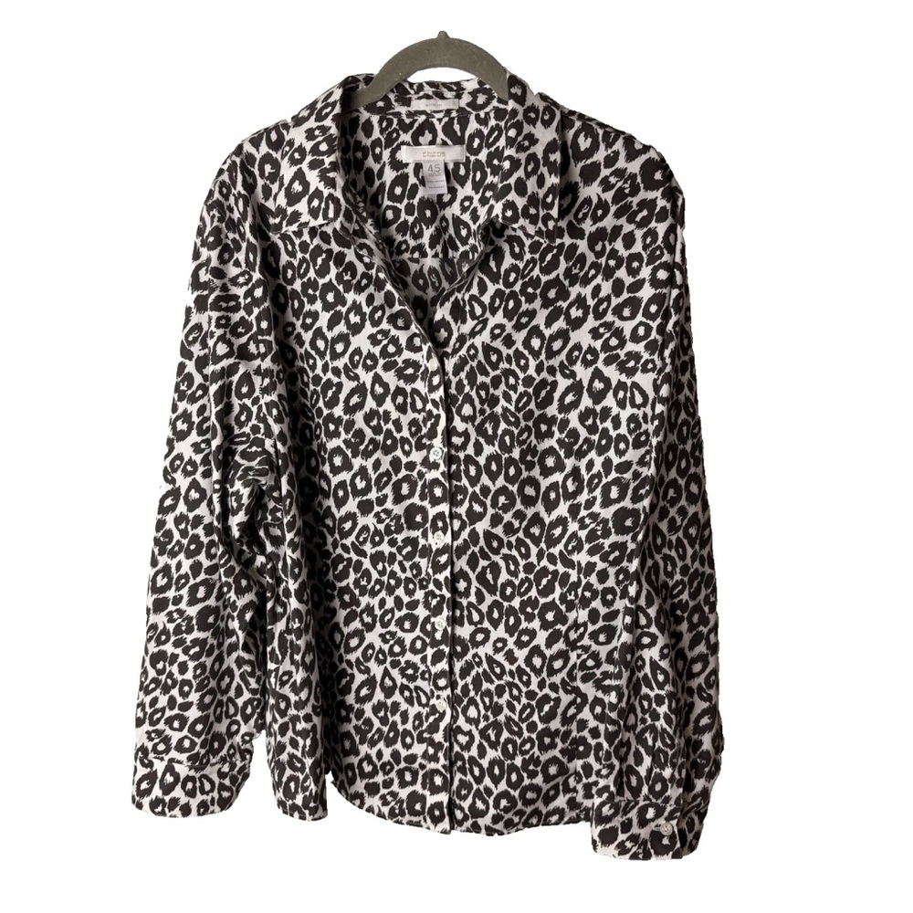 Chico's Shirt Plus Size Size 4.5 (Standard 22) Top Blouse No-Iron Cotton Brown